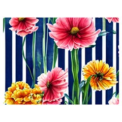 Charming And Cheerful Watercolor Flowers One Side Premium Plush Fleece Blanket (Extra Small)