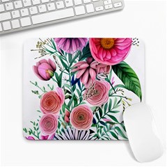 Captivating And Celestial Watercolor Flowers Large Mousepad by GardenOfOphir