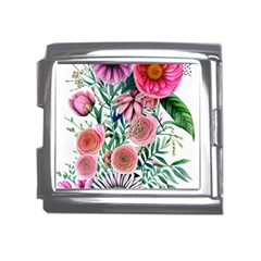 Captivating And Celestial Watercolor Flowers Mega Link Italian Charm (18mm) by GardenOfOphir