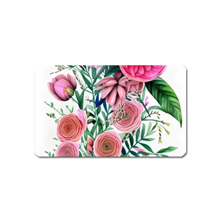 Captivating And Celestial Watercolor Flowers Magnet (Name Card)