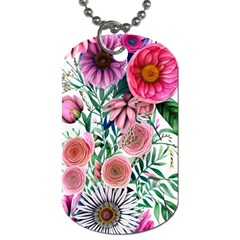 Captivating And Celestial Watercolor Flowers Dog Tag (one Side) by GardenOfOphir