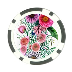 Captivating And Celestial Watercolor Flowers Poker Chip Card Guard (10 Pack) by GardenOfOphir