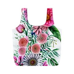 Captivating And Celestial Watercolor Flowers Full Print Recycle Bag (m) by GardenOfOphir