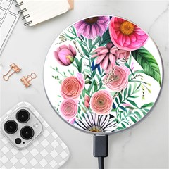 Captivating And Celestial Watercolor Flowers Wireless Fast Charger(white) by GardenOfOphir