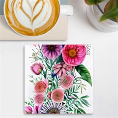 Captivating And Celestial Watercolor Flowers Uv Print Square Tile Coaster  by GardenOfOphir