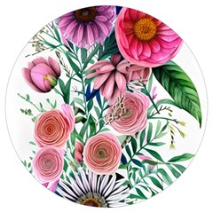 Captivating And Celestial Watercolor Flowers Round Trivet by GardenOfOphir