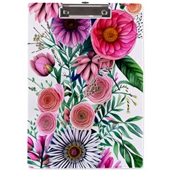 Captivating And Celestial Watercolor Flowers A4 Acrylic Clipboard by GardenOfOphir