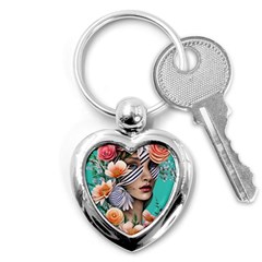 Whimsy Lady Combined Watercolor Flowers Key Chain (heart) by GardenOfOphir