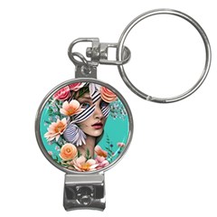 Whimsy Lady Combined Watercolor Flowers Nail Clippers Key Chain by GardenOfOphir