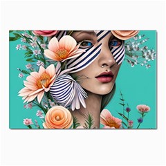 Whimsy Lady Combined Watercolor Flowers Postcard 4 x 6  (pkg Of 10) by GardenOfOphir