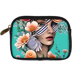 Whimsy Lady Combined Watercolor Flowers Digital Camera Leather Case by GardenOfOphir