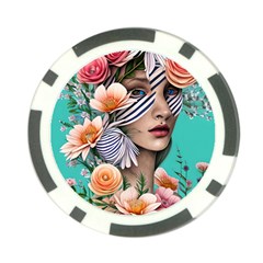 Whimsy Lady Combined Watercolor Flowers Poker Chip Card Guard (10 Pack) by GardenOfOphir