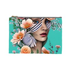 Whimsy Lady Combined Watercolor Flowers Cosmetic Bag (large) by GardenOfOphir