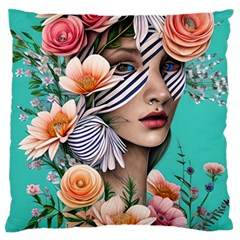 Whimsy Lady Combined Watercolor Flowers Standard Premium Plush Fleece Cushion Case (one Side) by GardenOfOphir