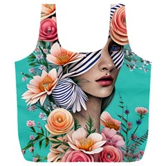 Whimsy Lady Combined Watercolor Flowers Full Print Recycle Bag (xxl) by GardenOfOphir