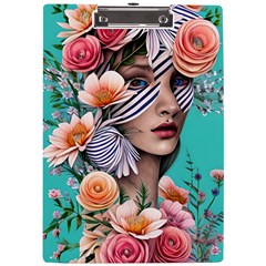 Whimsy Lady Combined Watercolor Flowers A4 Acrylic Clipboard by GardenOfOphir