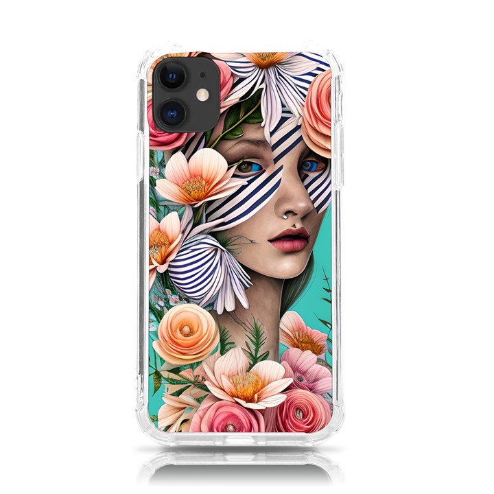 Whimsy Lady Combined Watercolor Flowers iPhone 11 TPU UV Print Case