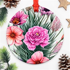 Color-infused Watercolor Flowers Ornament (round) by GardenOfOphir