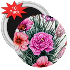 Color-infused Watercolor Flowers 3  Magnets (10 Pack)  by GardenOfOphir