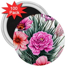 Color-infused Watercolor Flowers 3  Magnets (100 Pack) by GardenOfOphir