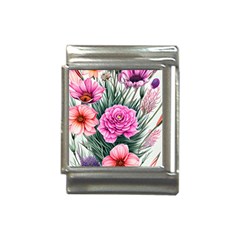 Color-infused Watercolor Flowers Italian Charm (13mm) by GardenOfOphir