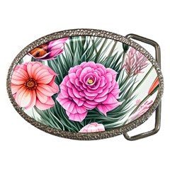 Color-infused Watercolor Flowers Belt Buckles by GardenOfOphir