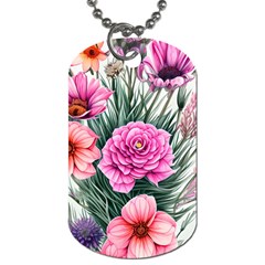 Color-infused Watercolor Flowers Dog Tag (one Side) by GardenOfOphir