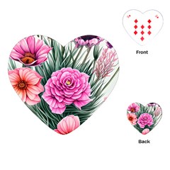 Color-infused Watercolor Flowers Playing Cards Single Design (heart) by GardenOfOphir