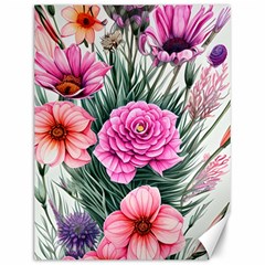 Color-infused Watercolor Flowers Canvas 12  X 16  by GardenOfOphir