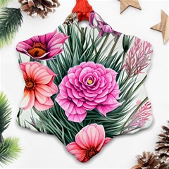 Color-infused Watercolor Flowers Ornament (snowflake) by GardenOfOphir