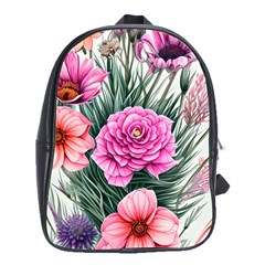 Color-infused Watercolor Flowers School Bag (xl) by GardenOfOphir