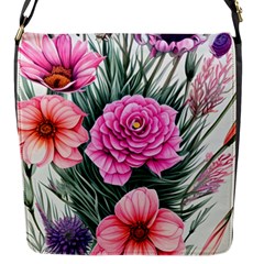 Color-infused Watercolor Flowers Flap Closure Messenger Bag (s) by GardenOfOphir