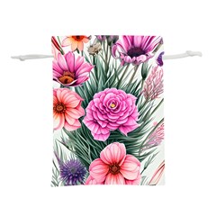 Color-infused Watercolor Flowers Lightweight Drawstring Pouch (l) by GardenOfOphir