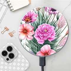 Color-infused Watercolor Flowers Wireless Fast Charger(white) by GardenOfOphir