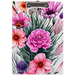 Color-infused Watercolor Flowers A4 Acrylic Clipboard by GardenOfOphir