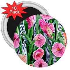 Classy Watercolor Flowers 3  Magnets (10 Pack)  by GardenOfOphir