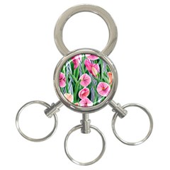 Classy Watercolor Flowers 3-ring Key Chain by GardenOfOphir