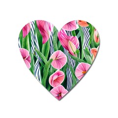 Classy Watercolor Flowers Heart Magnet by GardenOfOphir