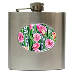 Classy Watercolor Flowers Hip Flask (6 Oz) by GardenOfOphir