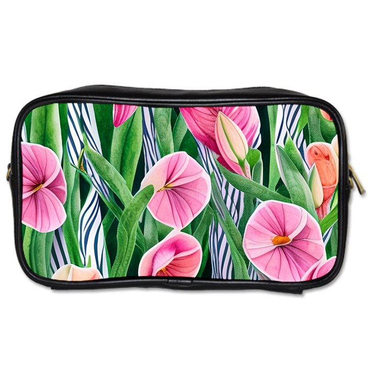 Classy Watercolor Flowers Toiletries Bag (Two Sides)