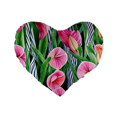 Classy Watercolor Flowers Standard 16  Premium Heart Shape Cushions by GardenOfOphir