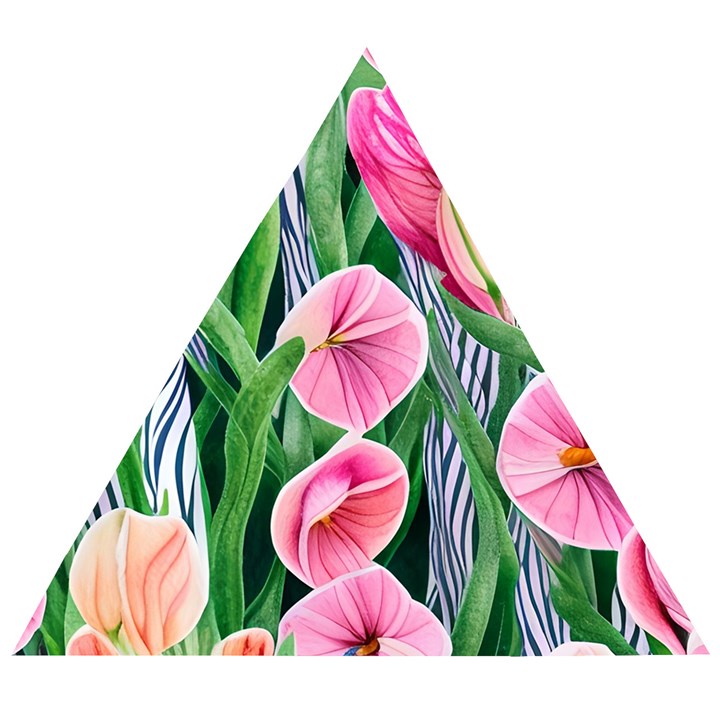 Classy Watercolor Flowers Wooden Puzzle Triangle