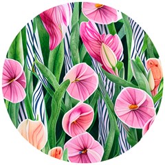 Classy Watercolor Flowers Wooden Puzzle Round by GardenOfOphir