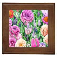 Classic Watercolor Flowers Framed Tile by GardenOfOphir