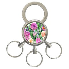 Classic Watercolor Flowers 3-ring Key Chain by GardenOfOphir