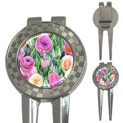 Classic Watercolor Flowers 3-in-1 Golf Divots by GardenOfOphir