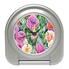 Classic Watercolor Flowers Travel Alarm Clock by GardenOfOphir