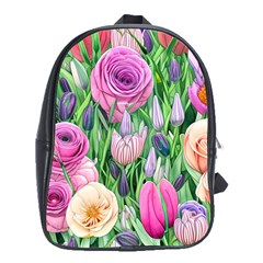 Classic Watercolor Flowers School Bag (xl) by GardenOfOphir