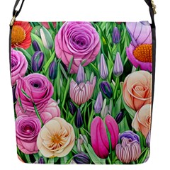 Classic Watercolor Flowers Flap Closure Messenger Bag (s) by GardenOfOphir