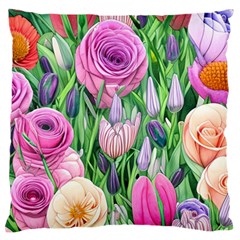 Classic Watercolor Flowers Standard Premium Plush Fleece Cushion Case (one Side) by GardenOfOphir